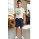 Conjunto Niño Camiseta + Short Champion Graphic "Cream and Navy"