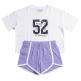 Conjunto Niña Camiseta Oversize Fit + Short Champion Graphic "White-Lavender"