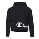 Champion Girls Legacy Script Logo Wraparound Print Boxi Hoodie "Black"