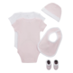 Jordan Bebé Juego de 5 Piezas dos Bodies,Gorro,Patucos y Babero JHN Jumpman "Pink-White"