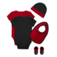 Jordan Bebé Juego de 5 Piezas dos Bodies,Gorro,Patucos y Babero JHN Jumpman "Red-Black"