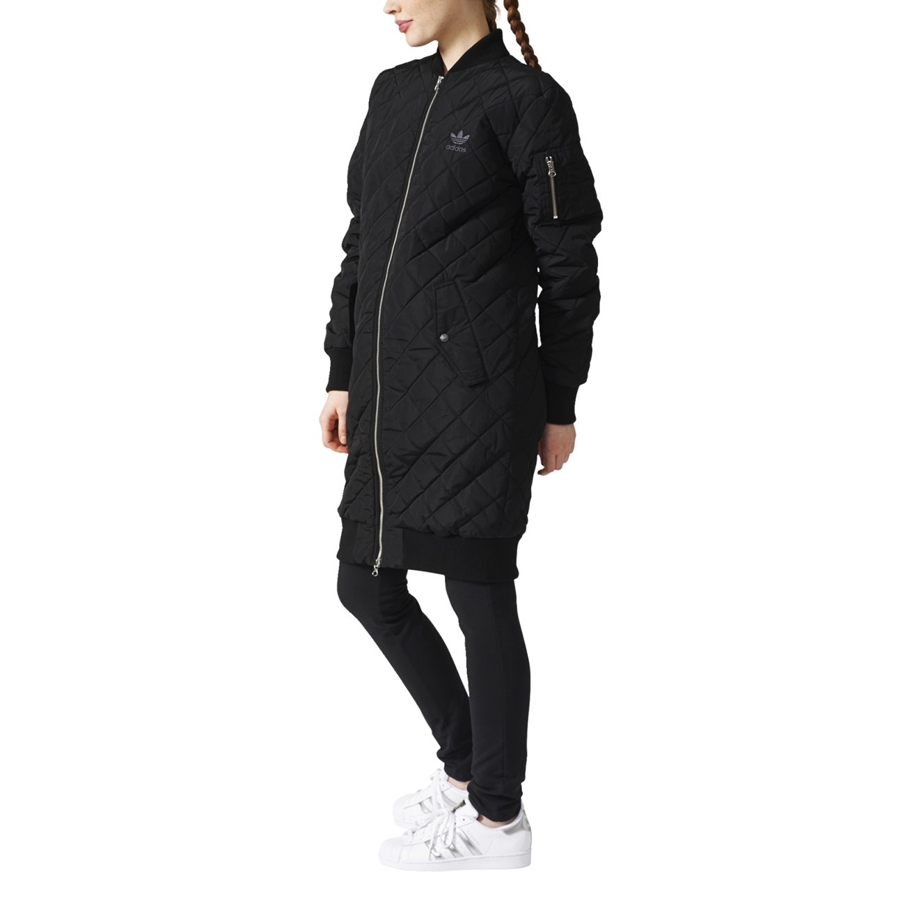 Adidas Originals Bomber Long Quilted Jacket W Black