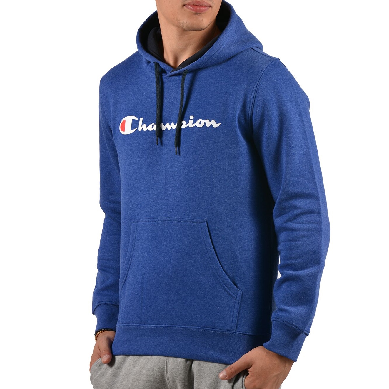 Champion Athletic Hooded sweatshirt Big Logo (Melange Blue)