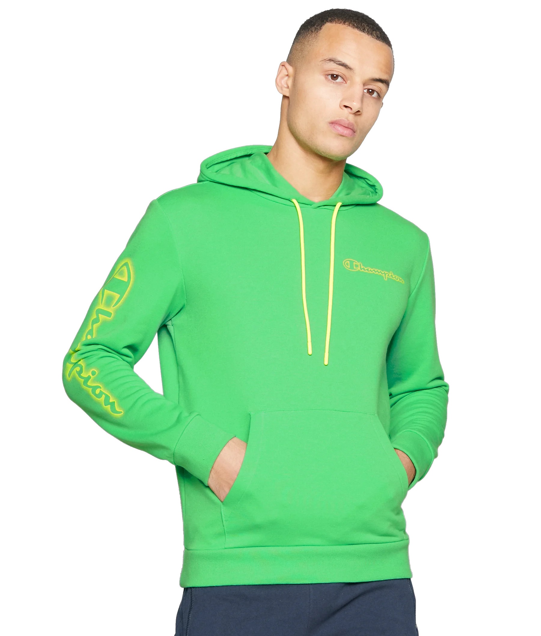 Champion Legacy Spray Neon Hooded Sweatshirt "Lime Green Flour"