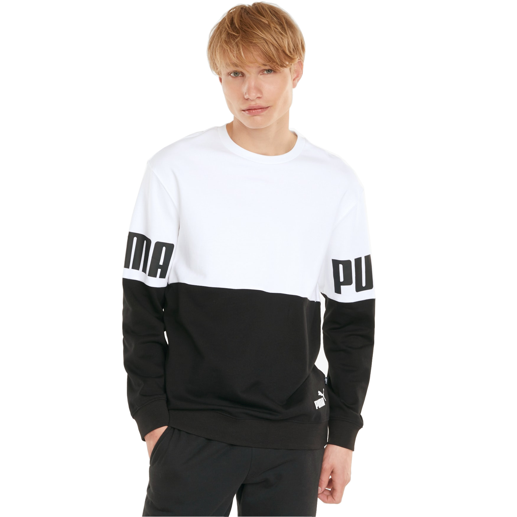 Sudadera Sin Capucha Hombre Puma Colorblock Blanco