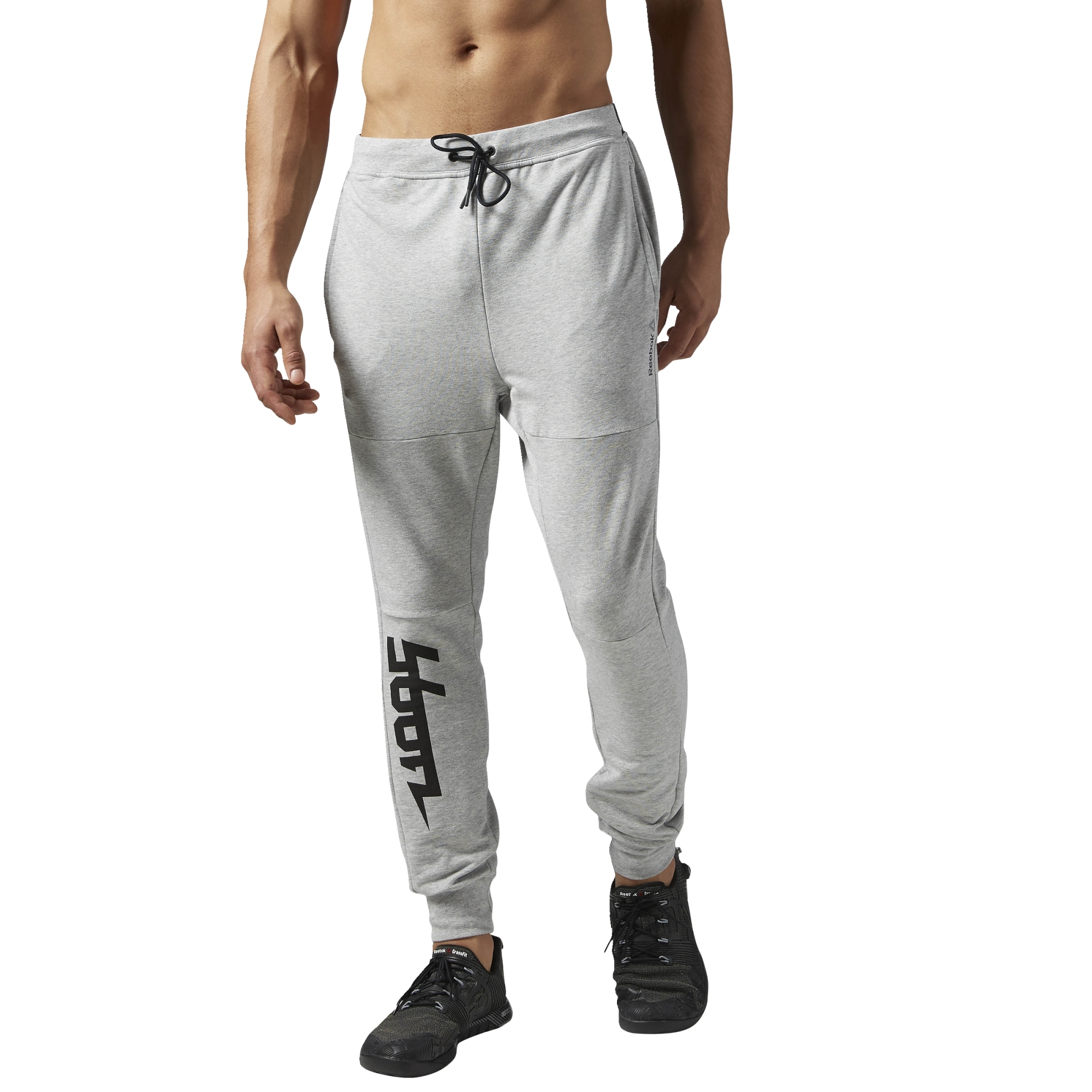 Reebok M Workout Ready Cotton Graphic Track Pant (medium grey he