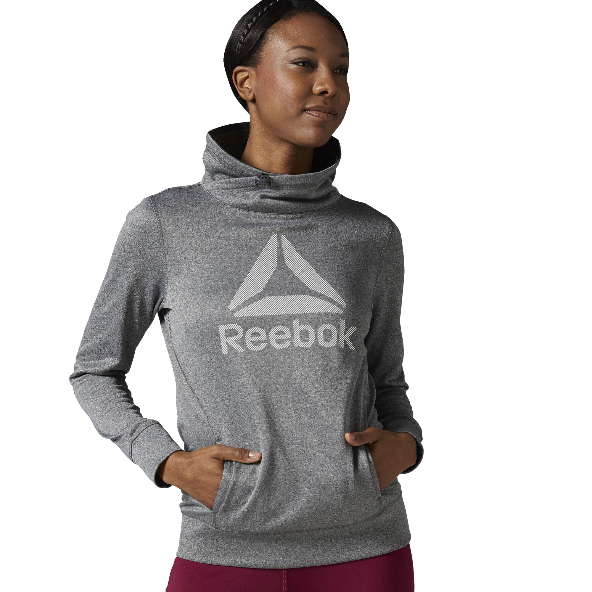 Reebok W Workout Ready Pullover Hoodie (dark grey heather/rebel